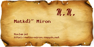 Matkó Miron névjegykártya